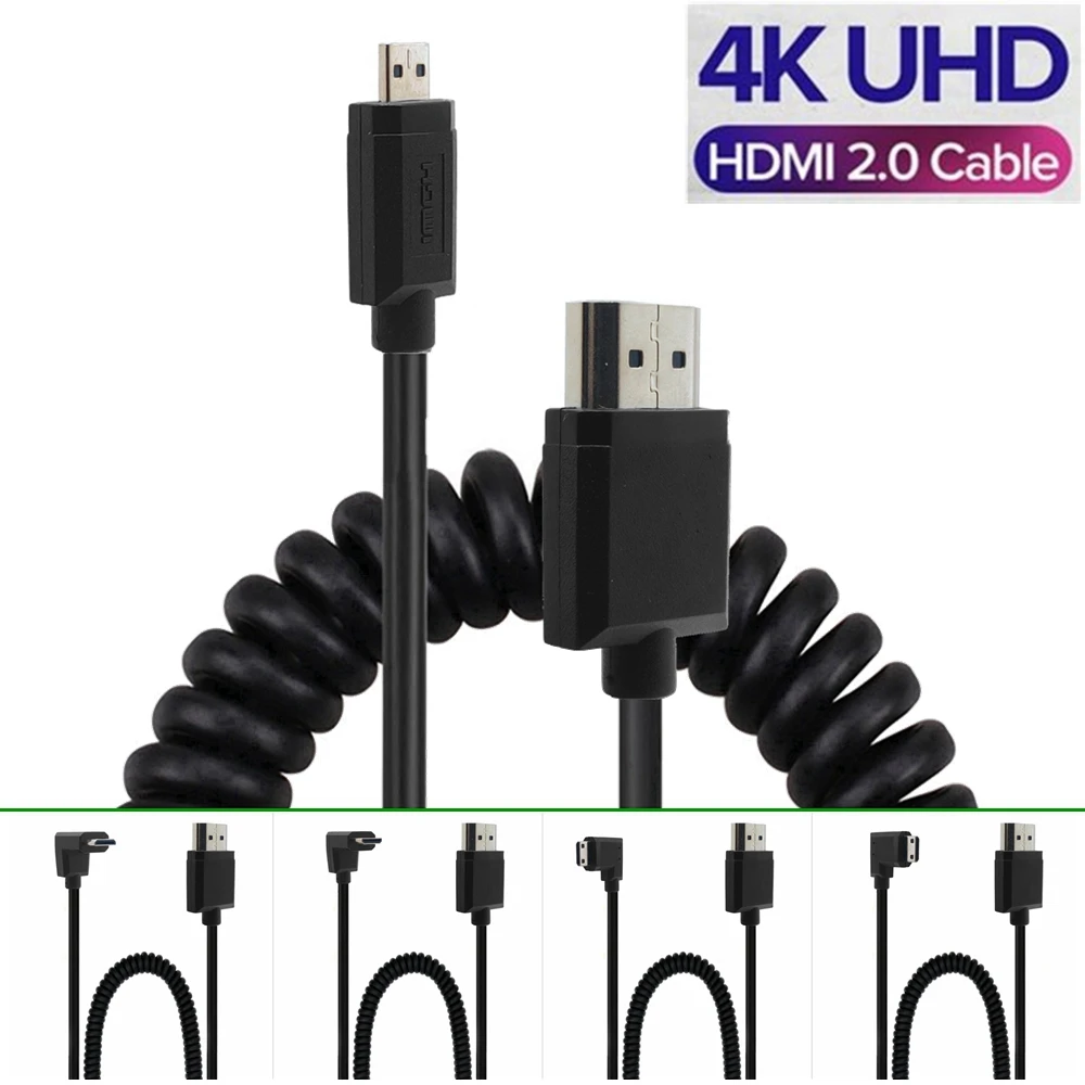 Cavo Compatibile Hd A Molla Adattatore 4K Ad Alta Velocità Cavo Micro Maschio-Maschio Hd Per Gopro Hero 7 Black Hero 5 Raspberry Pi 4