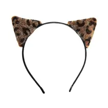 4 colores adultos niños lindo 3D puntiaguda Diadema con orejas de gato brillo Leopardo de terciopelo patrones de pelo aro Cosplay fiesta tocado regalo(China)