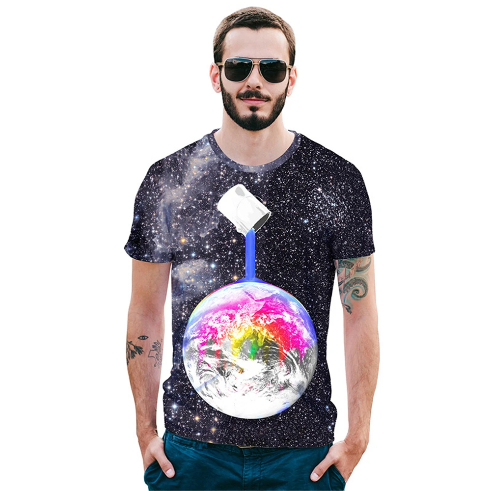 Летняя новая рубашка digital planet 3D печать футболка street молодежи с коротким рукавом Большие размеры для мужчин рубашка Косплей Костюм, унисекс