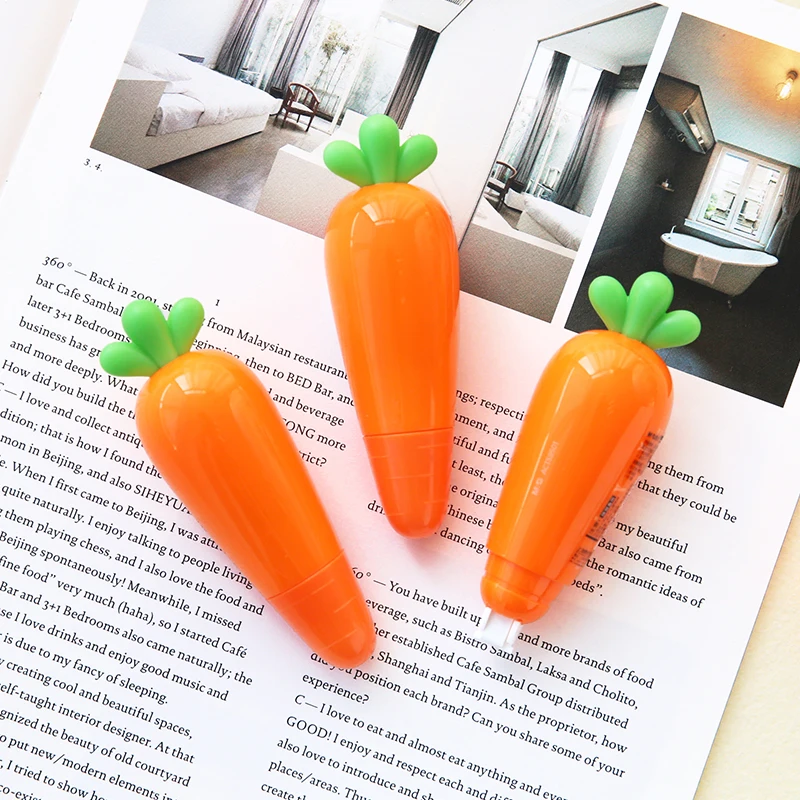 Correction Tape Correction Strap Correction Supplies Super Cute Carrot Vegetable Correction Tape School Office Supply Student Creative Stationery Kid Gift