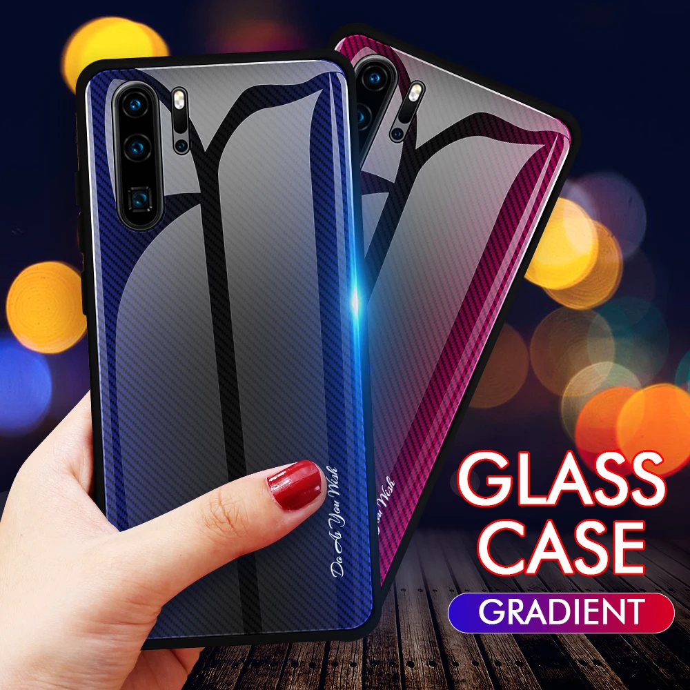 

Scratch-resistant Textured glass phone case for Huawei P20 P30 Honour 10 20 pro 9X Case Gradient Colorful Wear Phone case capa