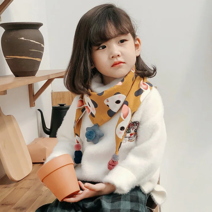 Детский шарф из чистого хлопка, Корейская версия треугольного шарфа, осенне-зимний шарф для маленьких мальчиков и девочек