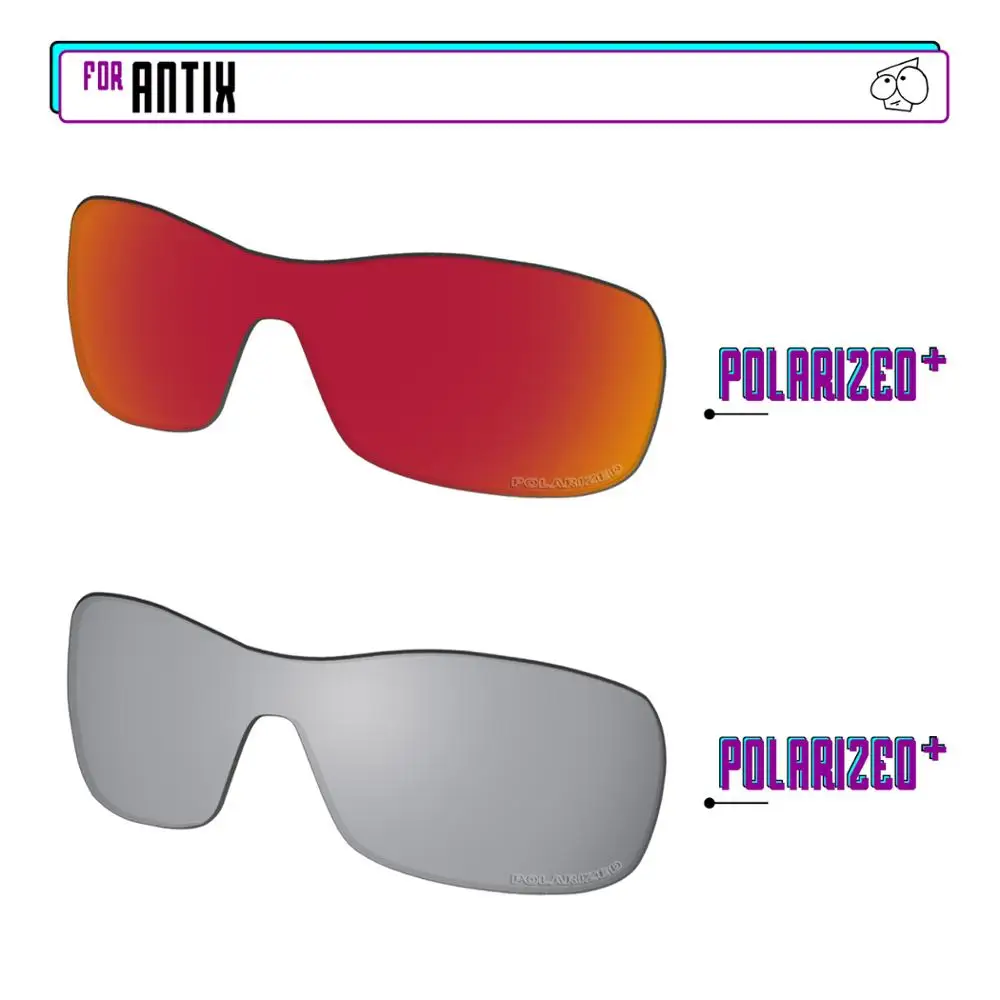 

EZReplace Anti Seawater Polarized Replacement Lenses for - Oakley Antix Sunglasses - Silver P Plus-Red P Plus