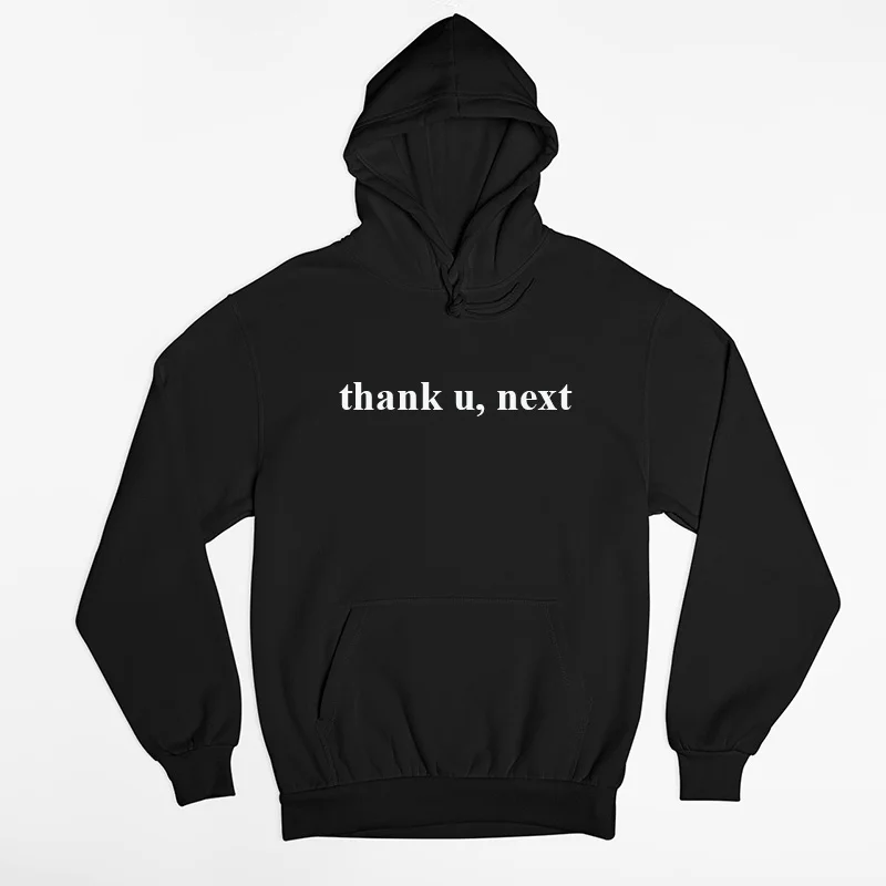Черный Ariana Grande Thank U Next Женская/мужская толстовка с капюшоном Повседневная 7 колец толстовка унисекс Harajuku розовая Женская одежда sudaderas mujer - Цвет: Черный