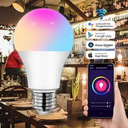 Ampoule LED colorée, avec applications Smart Life, wi fi, 9w, lumière changeante de couleur, Compatible avec Alexa, Tuya Smart Life 