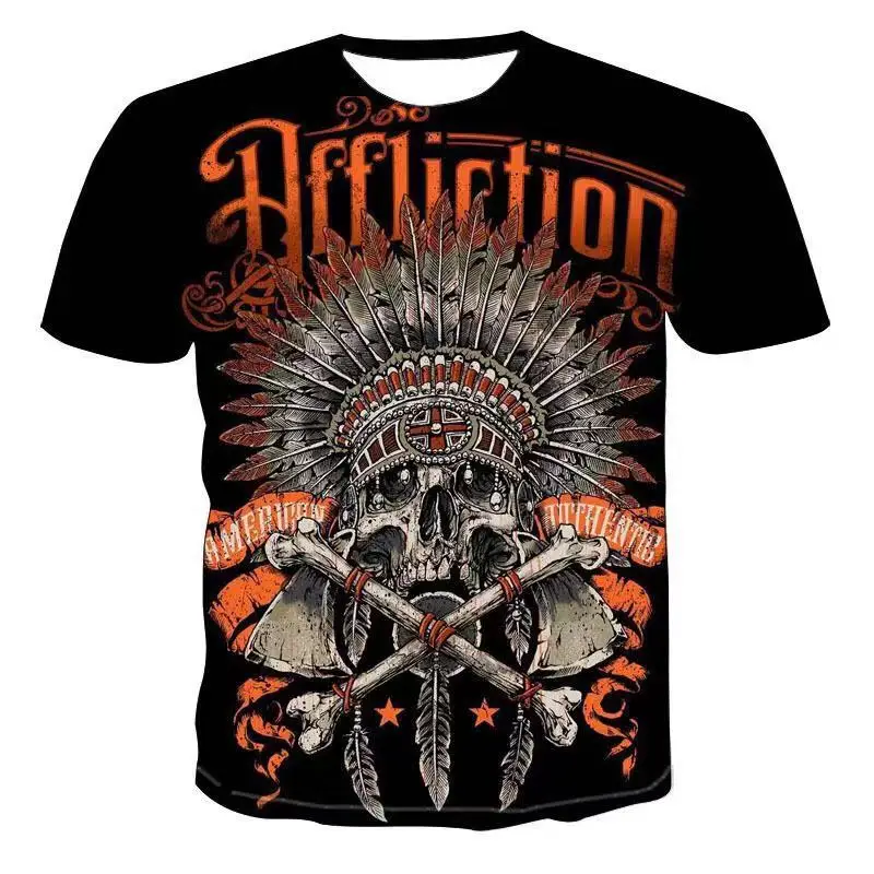 Высокое качество модная летняя футболка 3d принт Череп дизайн короткий рукав для