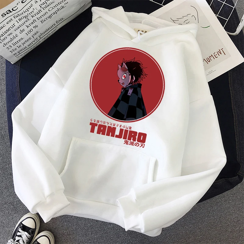 

TANJIRO Autumn Demon Slayer Anime Tanjiro and Nezuko Hoodie Pullover Thick Loose Women Hoodies Hot Contrast Color Sweatshirt