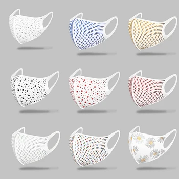 

White Fashion Mouth Mask PM2.5 Diamonds Breathable Mouth Face Party Masks Dust-proof Washable Reusable Mascarillas Women Masque