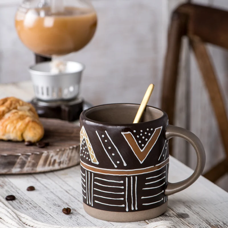 Tazza In Ceramica Dipinta A Mano 450ml - Colori Vivaci, Per Caffè, Tè E Latte, Regalo Con Confezione Regalo