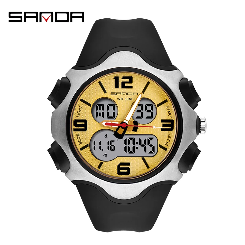 SANDA Men's Watches New Style Brand Men LED Digital Quartz Watch 30M