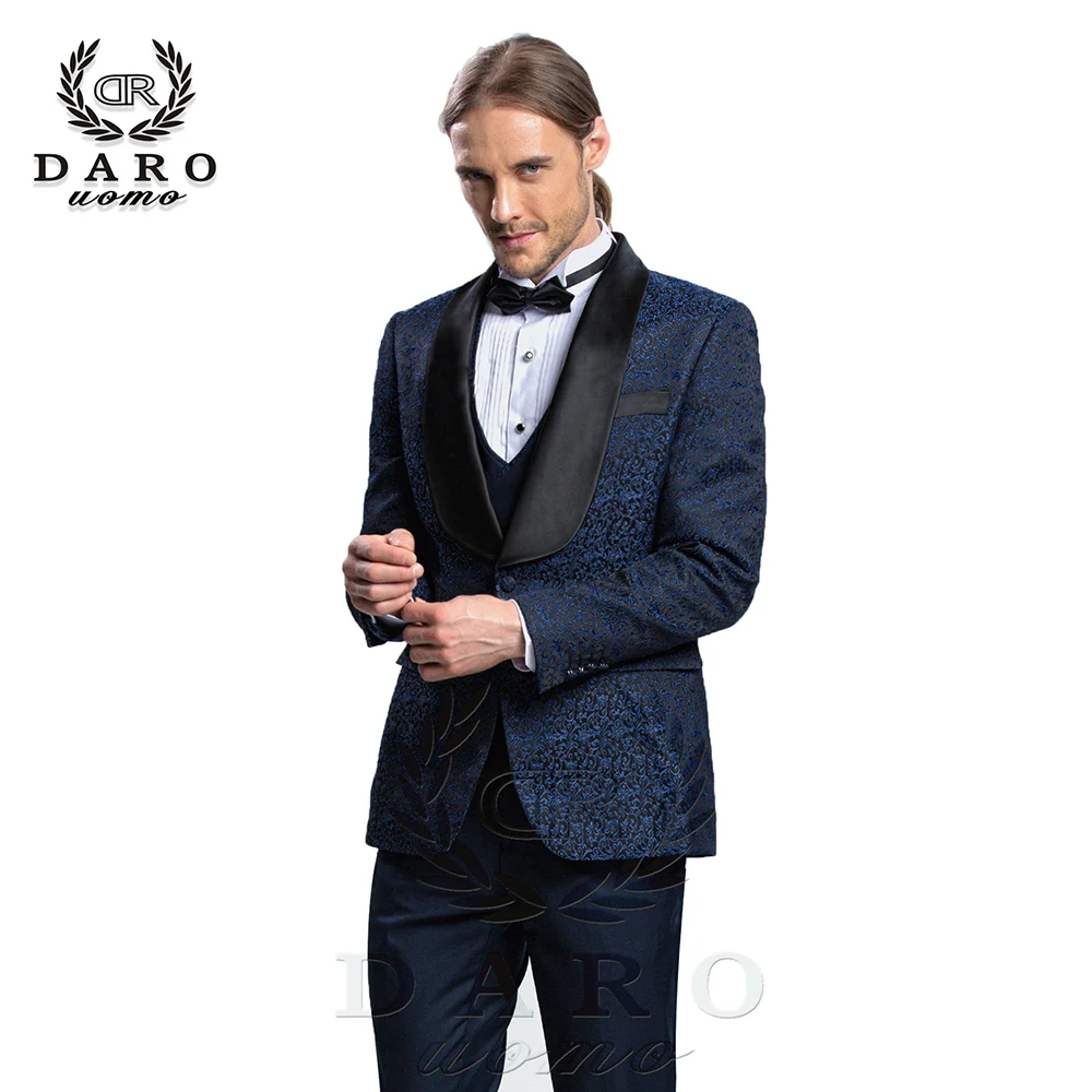 DARO 2020 новый мужской костюм из 3 предметов смокинг приталенный сине серый белый