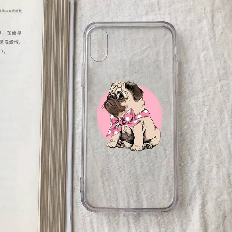 iphone 13 pro max case clear cute pug dog Phone Case for iPhone 11 12 13 mini pro XS MAX 8 7 6 6S Plus X 5S SE 2020 XR case iphone 13 pro max case clear