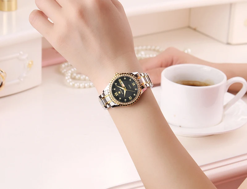 Новинка WWOOR женские часы Топ люксовый бренд модные повседневные женские кварцевые наручные часы из нержавеющей стали Сетчатое платье часы для девочки