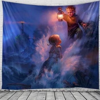 

Mermaid painting tapestry Mandala Hippie Macrame Tapestry Wall Hanging Boho Decor Witchcraft Tapestry