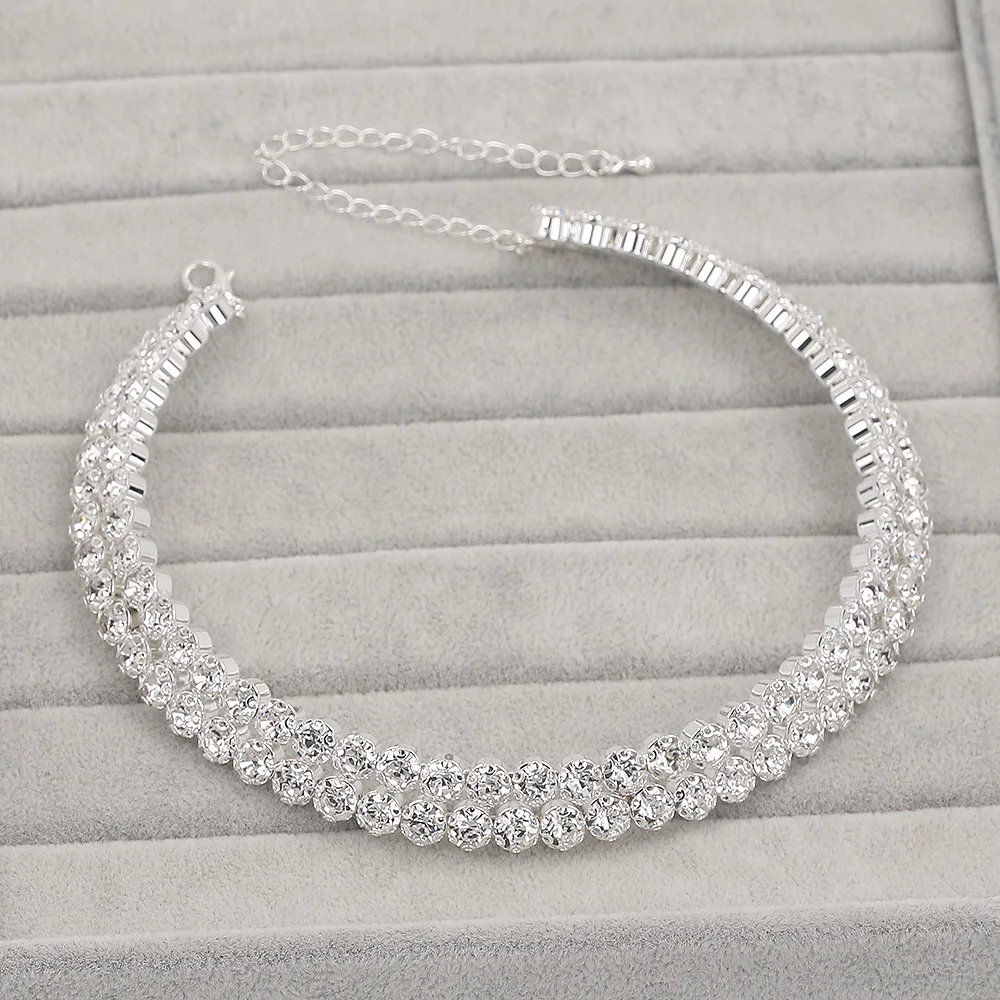 TREAZY Luxury Crystal Bridal Jewelry Sets African Rhinestone Choker Necklace Earrings Bracelet Set For Women Wedding Accessories bridal jewelry sets crystal jewelry sets