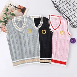 JK Sweater Coat Japanese School Uniform College British Style Jk Uniform Embroidered V-neck Girl's School Uniform Sweaters Vest