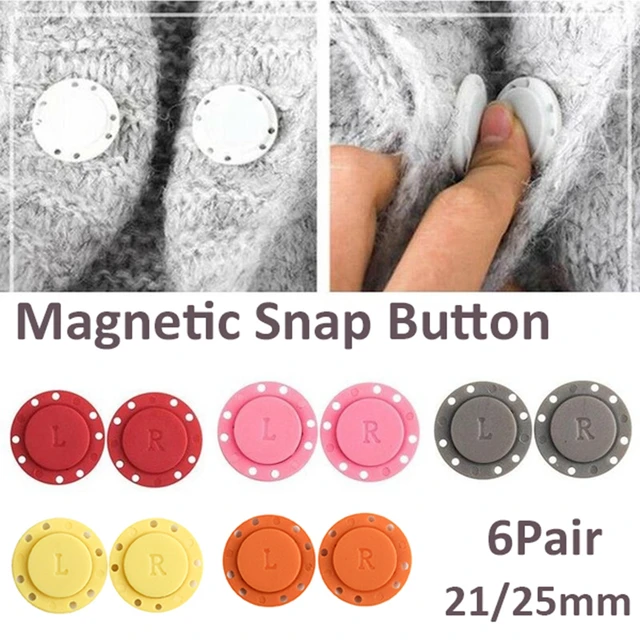 6 Pair Magnet Dark Buckle Automatic Magnetic Buttons DIY Snap Double Sided  21/25mm Sewing Supplies