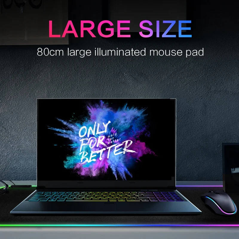 HOT-Luminous Gaming Mouse Pad Color Large Flashing Usb Led Expansion Keyboard Pu Anti-Slip Mat Black Rubber+ Cloth