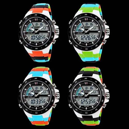 

Men Waterproof Sport Digital Analog Dual Time Alarm Date Chronograph Wrist Watch Mas-culino Fashion Men's Watch Large Dial Milit