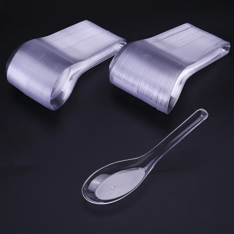 

Disposable Crystal Spoon Plastic Soup Spoon Large Size Transparent Spoon Sub-Thick Take-out Packaged Rice Spoon Dessert Spoon