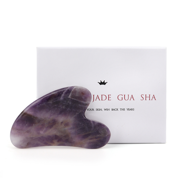 Sha Scraping Massage Tool Amethyst Facial Massager Natural Anti-Aging Face Body Gua sha Stone Board Premium Purple Gua Sha
