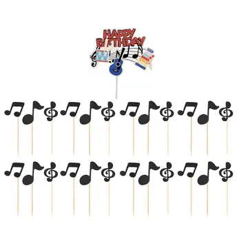 

25pcs Happy Birthday Cake Topppers Musical Instrument Note Cute Cupcake Picks Cupcake Ornament Cake Adornment Party Supplies A35