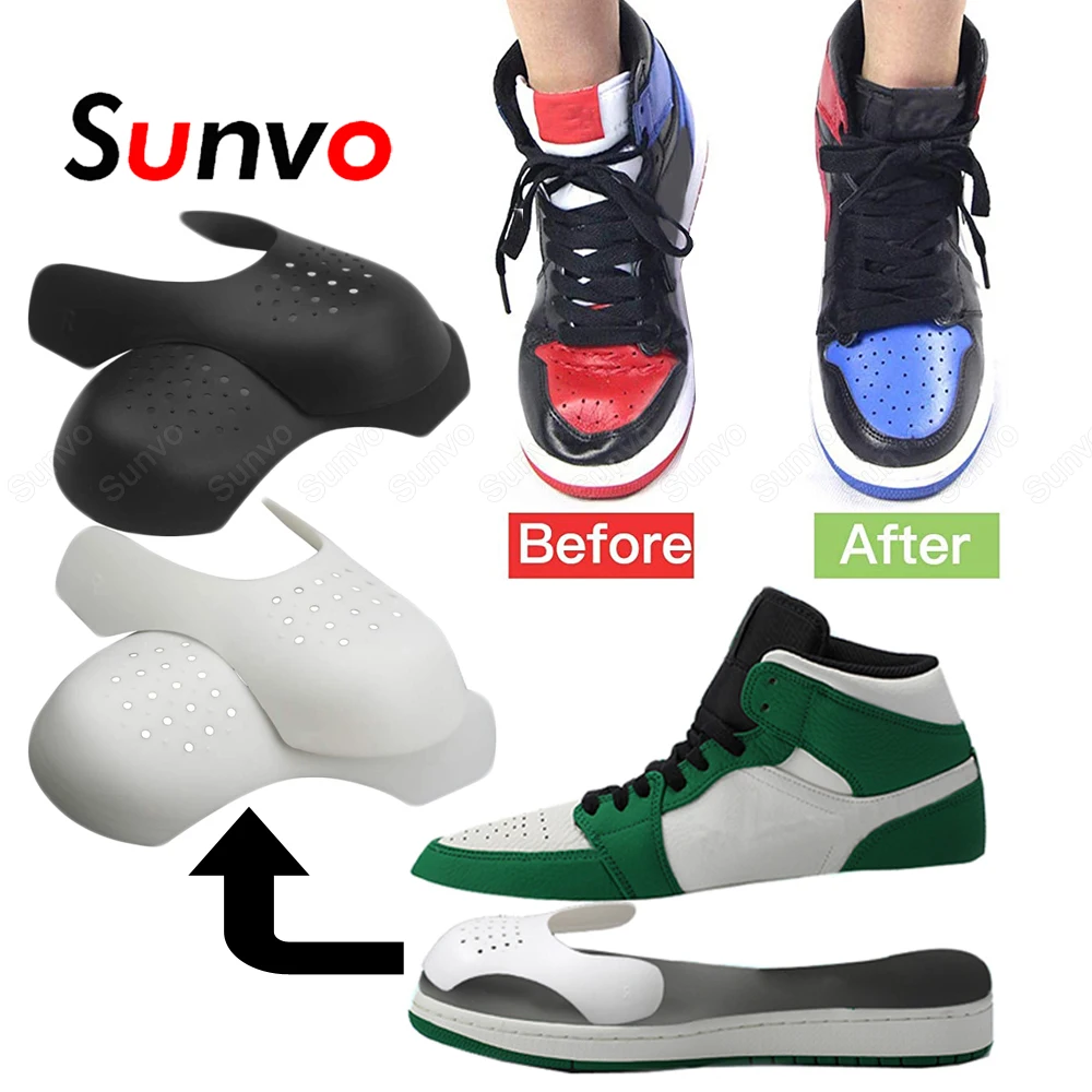2PCS White Shoes Shields Protecter Anti-Wrinkle Sports Shoes Protective For Anti Shoe Toe Box Creasing Preventer Anti-Wrinkle Sneaker Shoe 