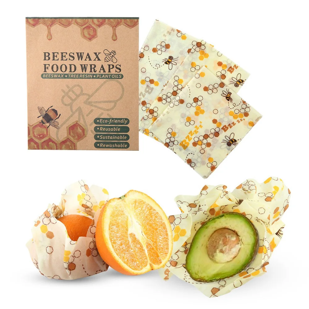 

Reusable Beeswax Wraps and Silicone Stretch Lids Cover Durable Expandable Keep Fresh Stretch Vacuum Food Wrap Beeswax Cloth Sealer Kitchen Tools