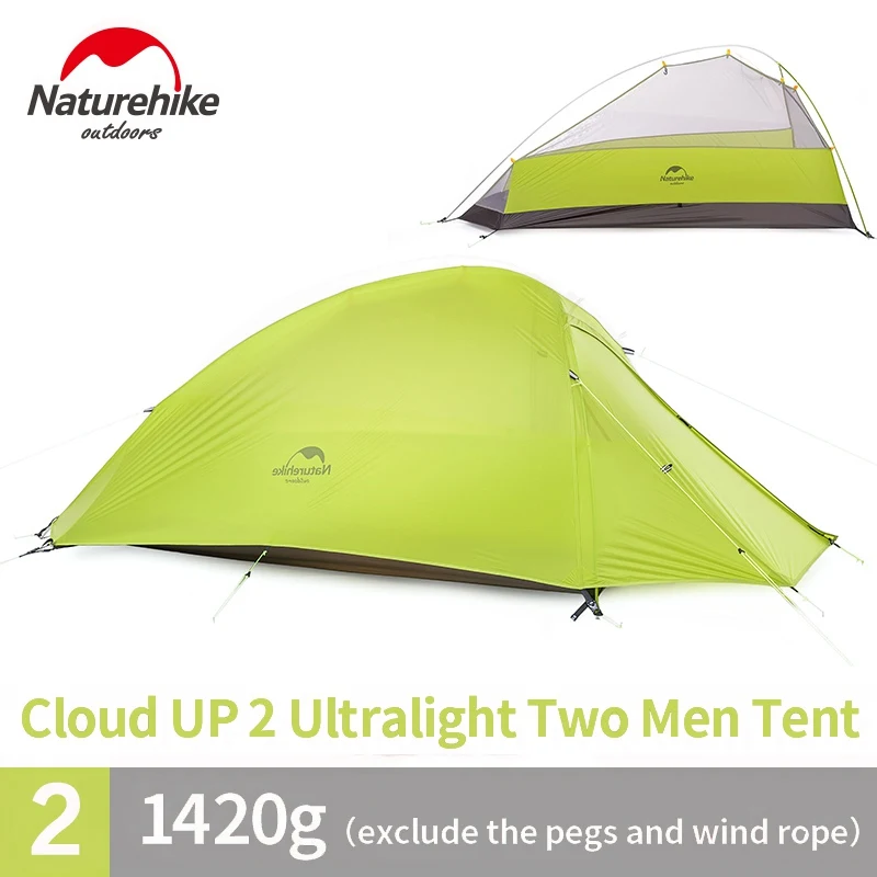 Naturehike палатка 1-2 человек походная палатка двухслойная Сверхлегкая силикагелевая Наружная палатка Водонепроницаемая 3000 - Color: UP2 silicone green A