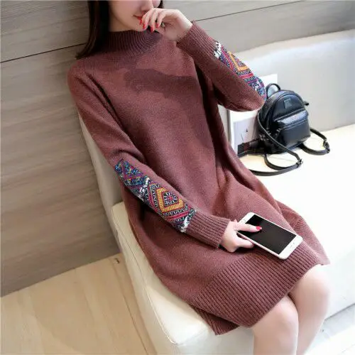 brown sweaters Весна/осень, женские свитера, компьютерная вязка, свитшоты, пуловеры для женщин, высокая эластичная одежда, средней длины, Свитера для беременных - Цвет: brown sweaters