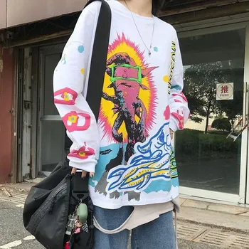 

Harajuku style graffiti printing t shirt streetwear tshirt hip hop tops t-shirt 2020 women fashion oversized o-neck top tees