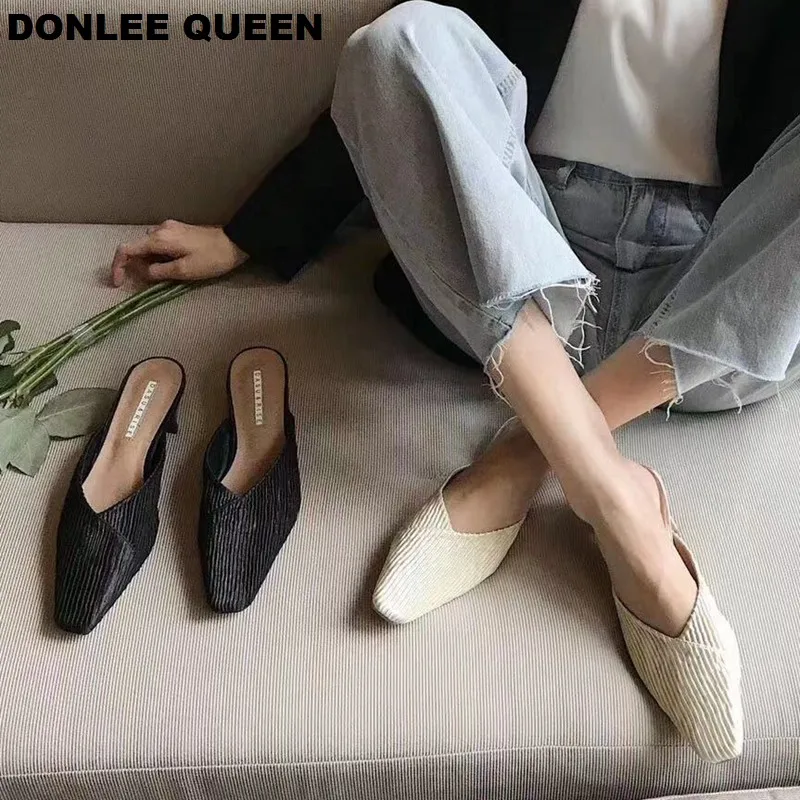 

Women Slippers Female Mules Low Heels Shoes Pointed Toe Ladies Elegant Shoes Women Slippers Outdoor Slides Casual Shoe Flip Flop