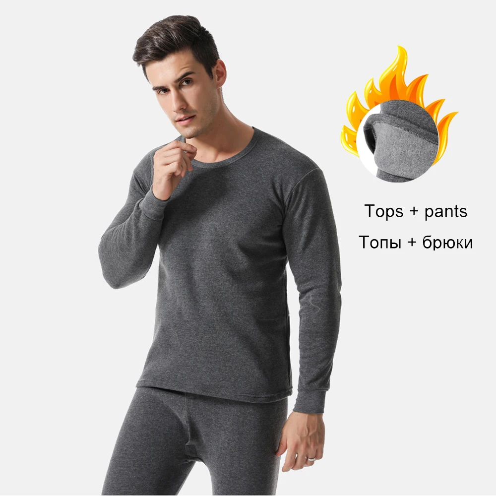 

2019 Men Winter Thermal Underwear Sets Long Winter Clothes warm thick plus velvet size L-4XL