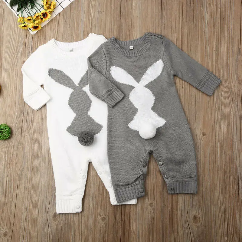 Baby Rompers Set Newborn Rabbit Baby Jumpsuit Overall Long Sleevele Baby Boys Clothes Autumn Knitted Girls Baby Casual Clothes