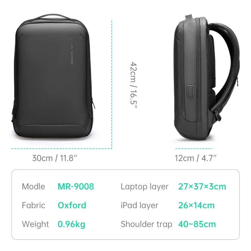 Mark Ryden Business Backpack men 15.6 inch Office Work Male Backpack USB-charging Slim Laptop Backpack Men Water Repellent Bag