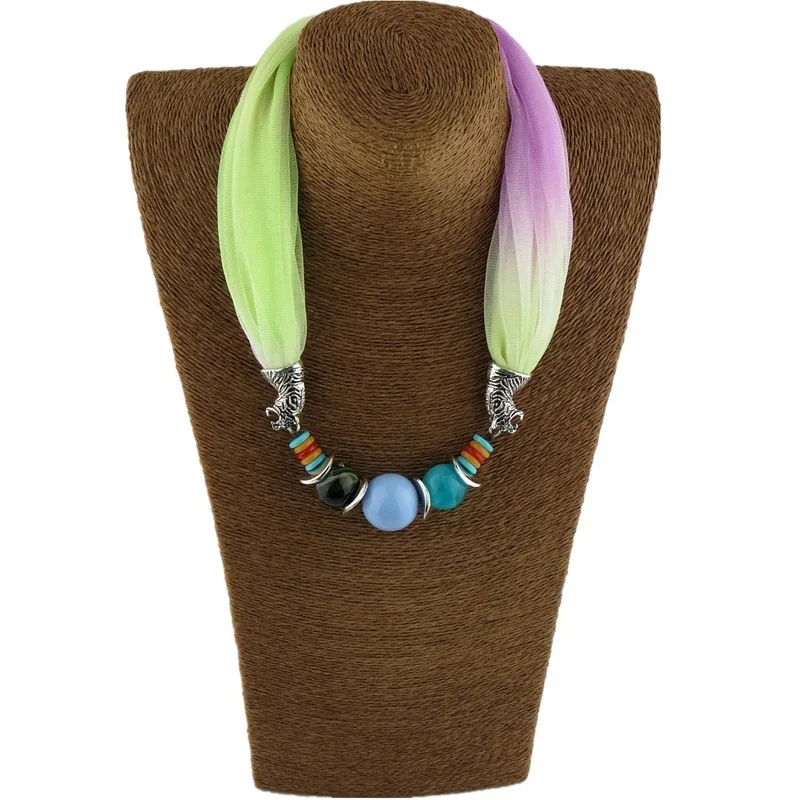 Hcade0726b7aa47b592a9b8b9dee19541N New Women Colorful Wrap Scarf Multi-style Decorative Jewelry Necklace Pendant Scarf Hijabs Femme Head Scarves Mallzona