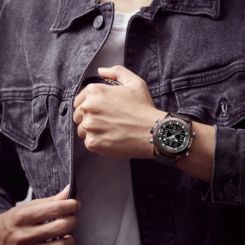 Billige NAVIFORCE Herren Uhren Top Brand Luxus Armee Militär Leder Herren Armbanduhr Wasserdichte Digital Quarz Sport Uhren Relogio