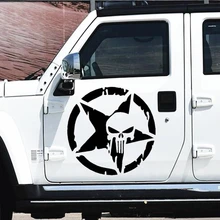 50CM Skulls Punisher Pentacle Five-pointed Star Car Stickers Creative Decoration Decals For Doors Vinyls Auto Tuning Styling D25