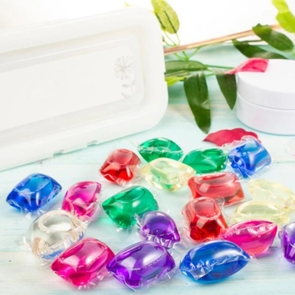 50pcs Laundry Ball Beads Portable Laundry Gel Stains Film Bead Ball Capsules Travel Washing Liquid Pod Cleaner Cleaning Supplies
