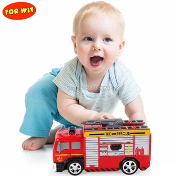 

Mini Remote Control Fire Truck, Creative R/C Fire Engine with Light, Two Model Aerial Ladder Lift Water Container Fire-fighting