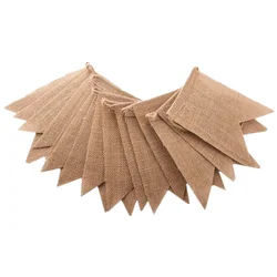 15pcs/set Jute Burlap Flags Wedding Pennant Banner Birthday Party Linen Pennant Home Decor event supplies 5BB5792