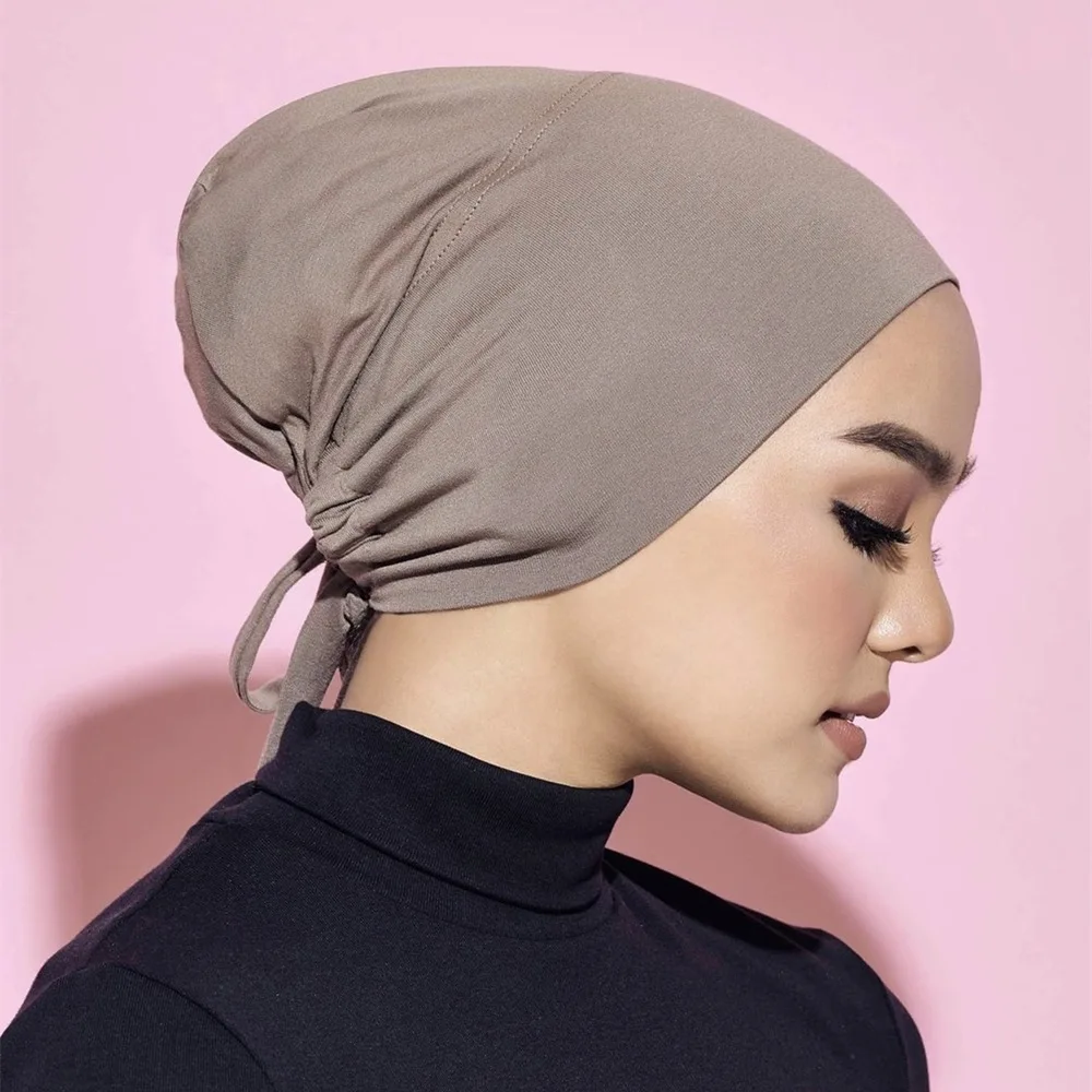 Islamic Headscarf Hijab Bonnet Female Turban Hat Ladies Headband Cap Muslim Women's Under Scarf Caps Soft Cotton Inner Hijabs