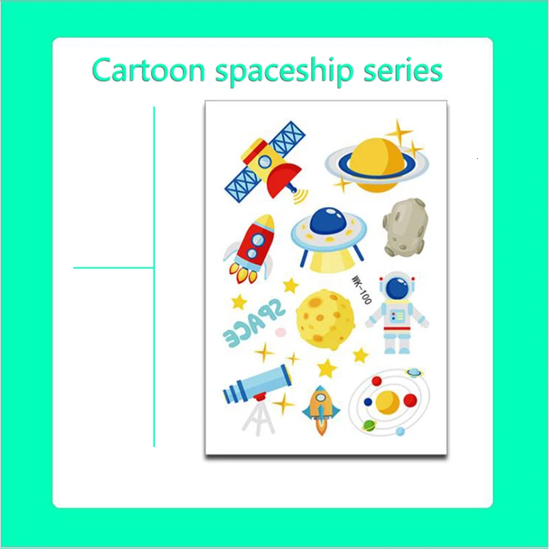 С рисунком космического дирижабль серии тату субсидий детей астронавт временная татуировка Стикеры