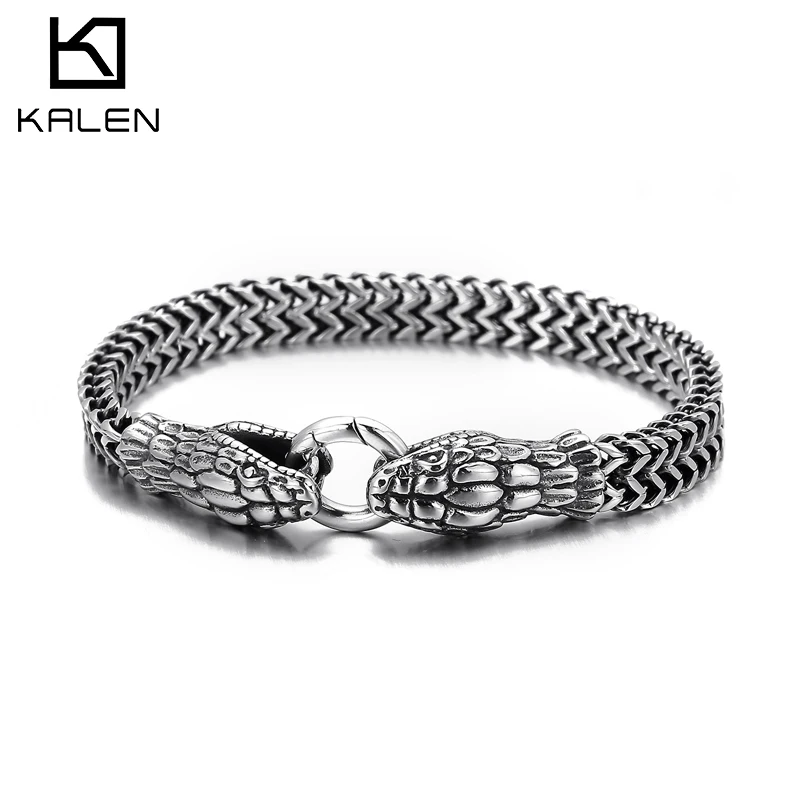 Kalen Punk Snake Chain Stainless Steel Men's Bracelet Simple Wristband Jewelry As A Gift