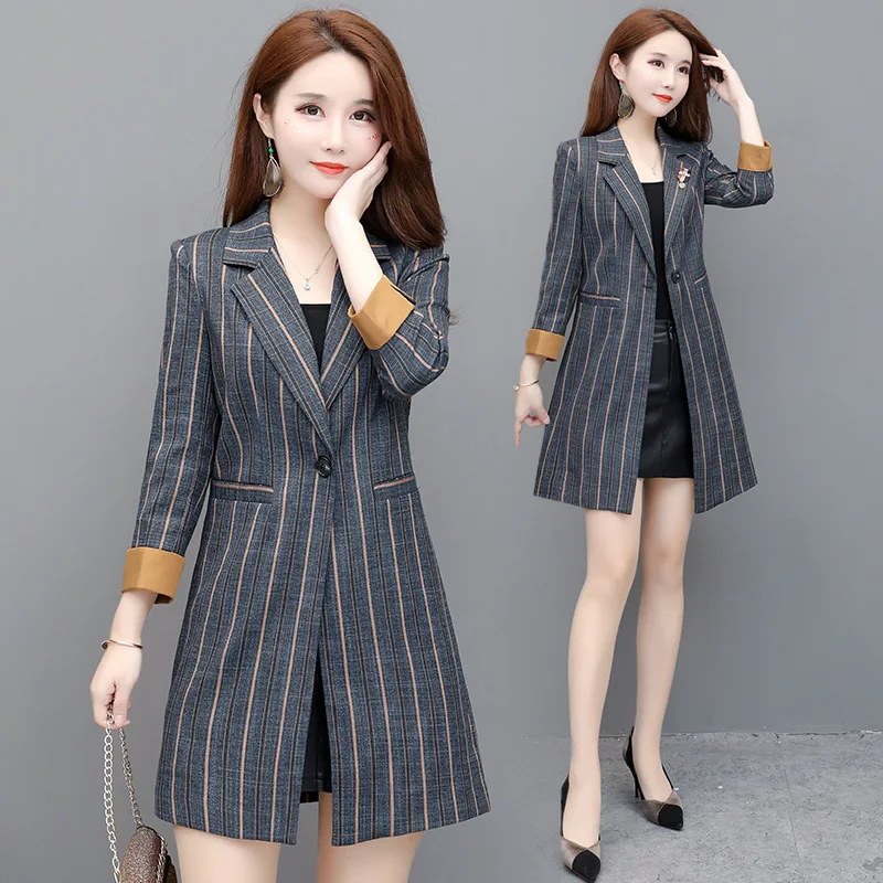 

Stripes Suit Jacket Women's Short 2019 Autumn New Style Korean-style Slim Fit Slimming Elegant Blazer Fashion