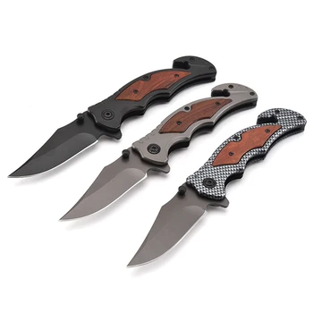 

8.3'' Folding Knife 58HRC Knives Black Pocket Knife 7CR15MOV Titanium Stainless Steel Knifes Hardness Utility EDC Tools Knife