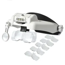 Loupe à bandeau Loupe multifonctionnelle, outil monté sur tête de Led avec 5 lentilles remplaçables Outil de réparation horloger