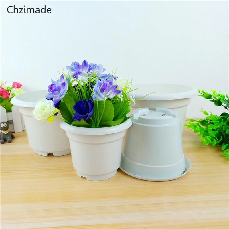 Chzimade 10 шт./Партия круглый пластиковый цветочный горшок белый посадочный горшок для цветочных суккулентов Diy украшения дома