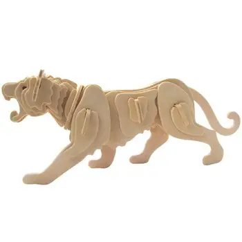 

1pc/set DIY 3D Wood Puzzle Tiger Toys Animal Wooden Toy Handmade Learning Educational Toys for Children Xmas Gifts 21cm