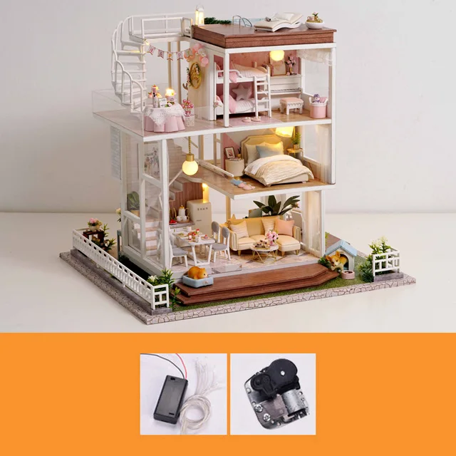 Детские игрушки Diy кукольный домик собирать деревянные миниатюры кукольный дом мебель миниатюрный кукольный домик Головоломка Развивающие игрушки для детей - Цвет: No Dust Cover